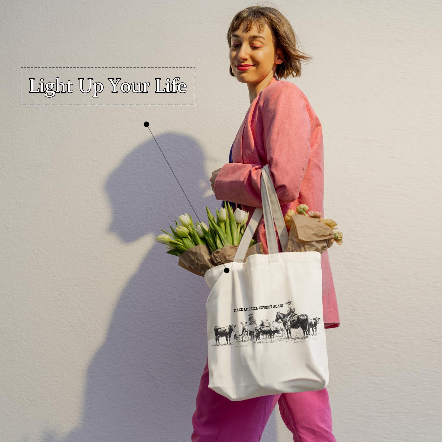 Vintage Western Cowboy Tote Bag, Funny Country Rodeo Cowboy Canvas Tote Bags, Western Gifts for Women, Humorous Southwestern Reusable Grocery Shopping Bags - Image 5