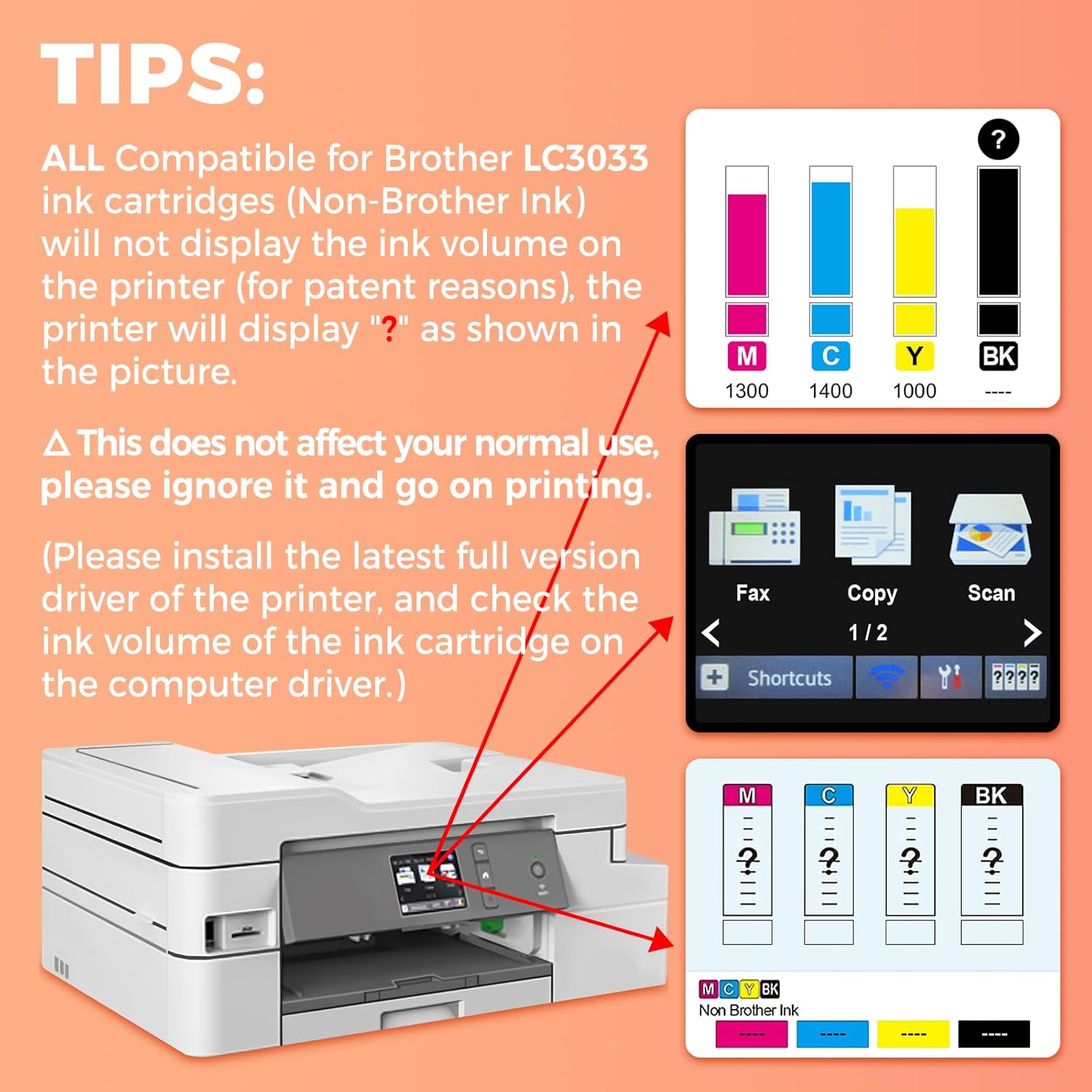 MS DEER LC3033 BK/C/M/Y Ink Cartridges, Compatible Replacement for Brother LC3033XXL LC 3033 XXL LC3033BK LC3035 High Yield for MFC-J995DW MFC-J805DW MFC-J815DW Printer 4-Pack with Smart Chip, Sealed