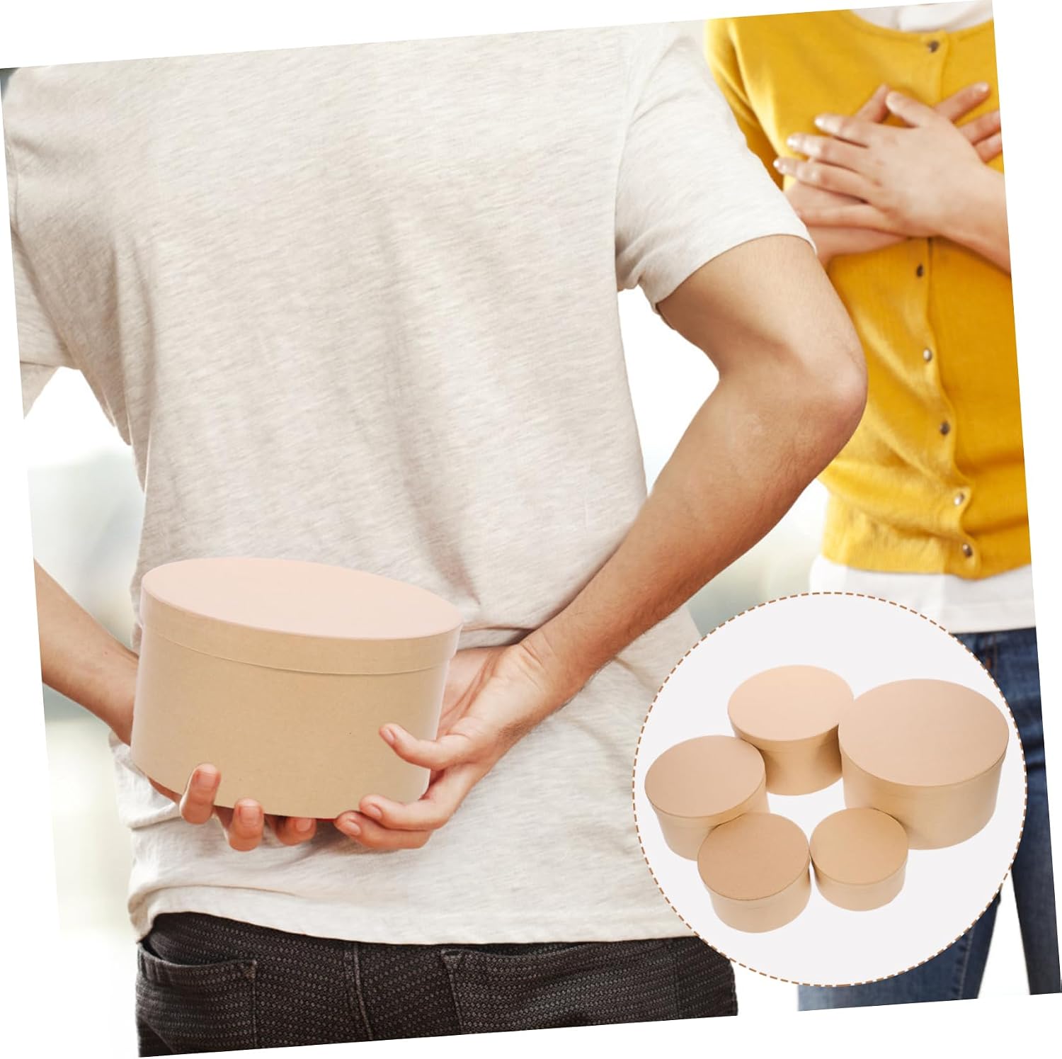 ANDRESLAD 1set Round Kraft Paper Boxes Set Storage Box for Candy Jewelry Perfume Wrapping Baking Storage Sweet Packing