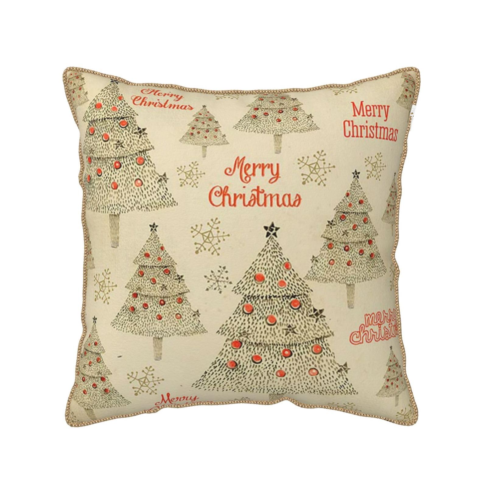 Housse de coussin en velours imprimé sapin de Noël doux et décoration de maison