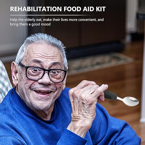 Miniatura 2 de Juego de vajilla con peso adaptable para ancianos con temblores de mano, 3 piezas, acero inoxidable, cuchara antivibración, tenedor y cuchillo con