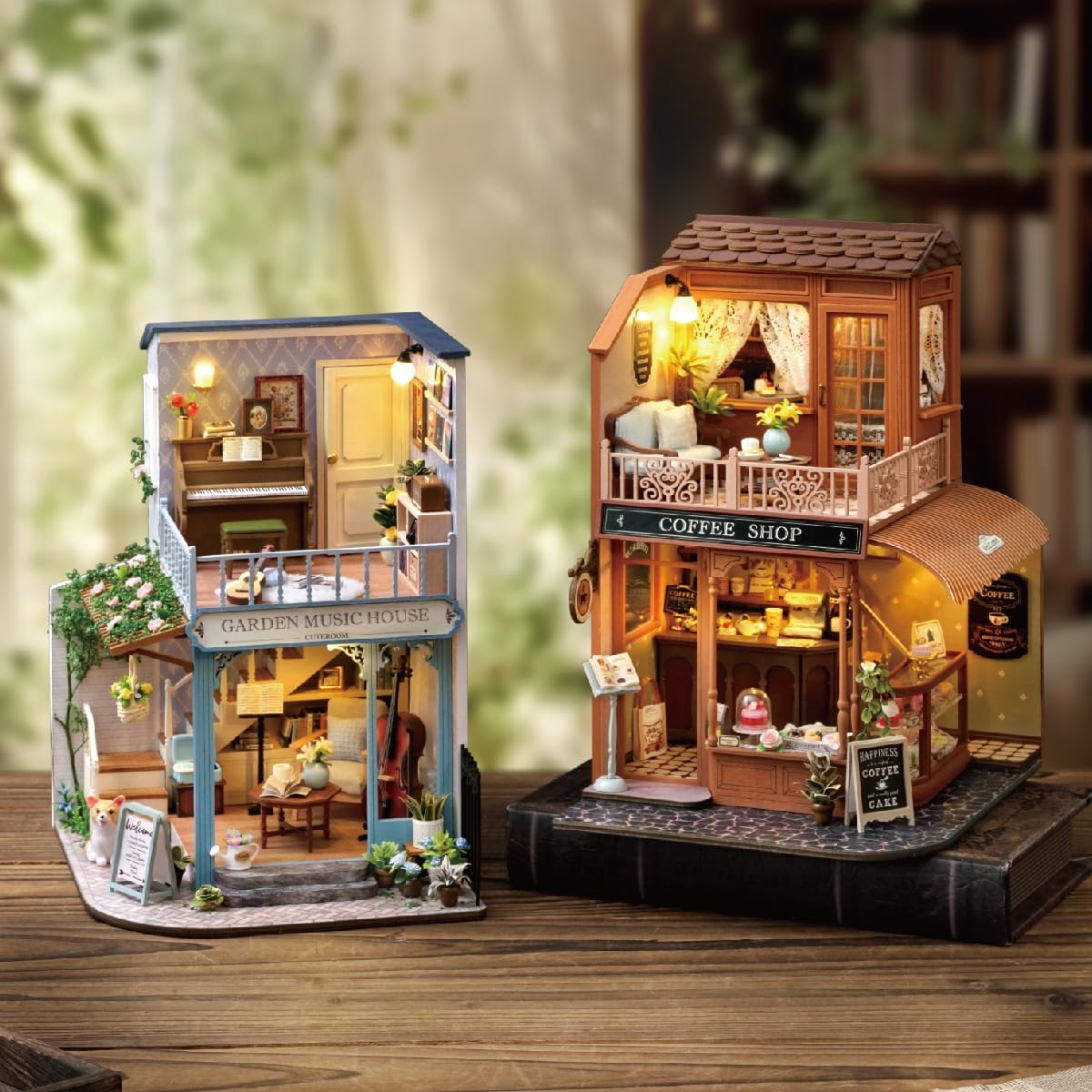 CUTEROOM Miniature House Kits for Adults,Mini Dollhouse Wooden Furniture Kit, DIY Craft Kits Creative Room Tiny House for Decoration- Garden Music House