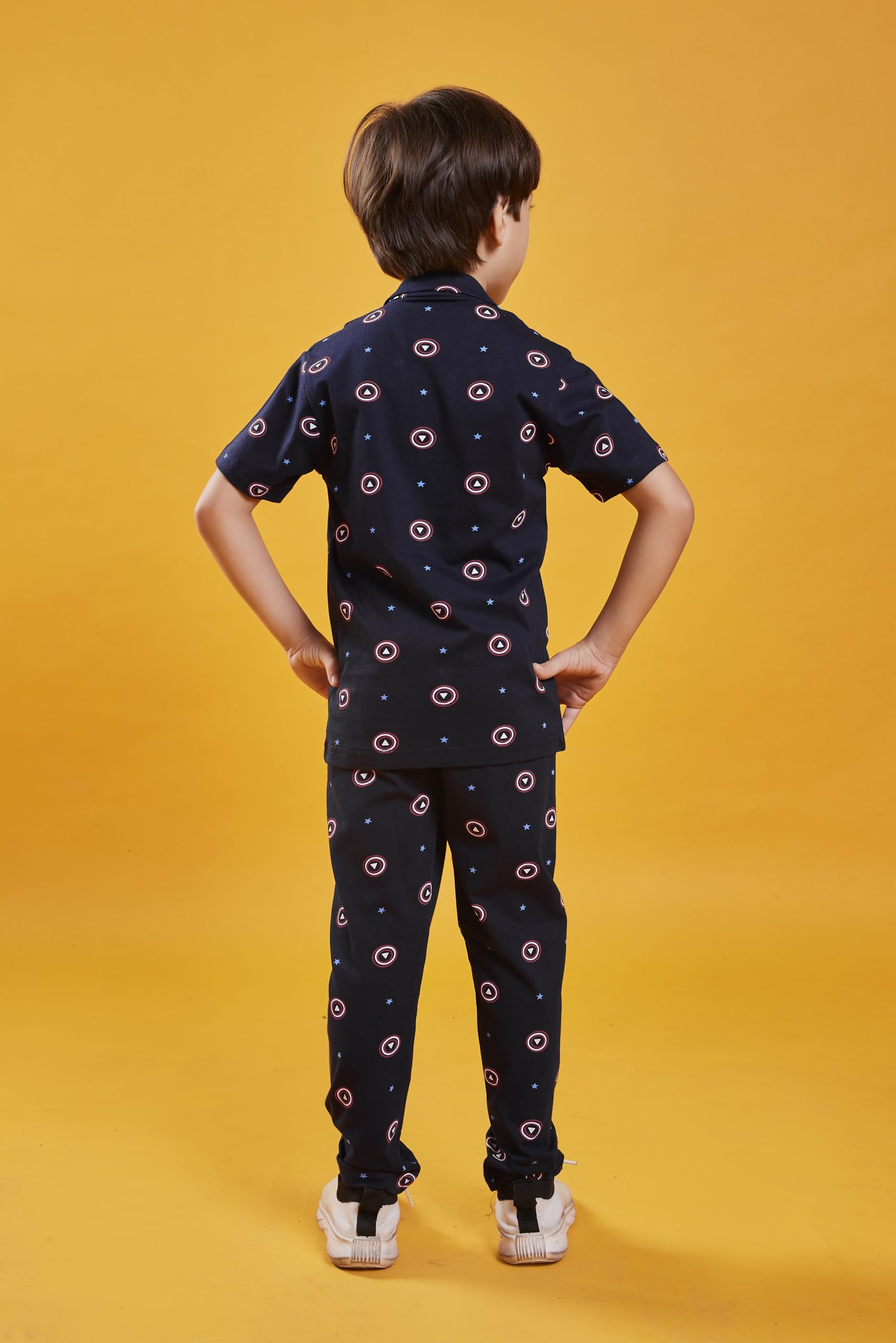 3BROS Unisex Pure Cotton Short Sleeve Kids Night Dress for Boys & Girls Nightwear/Sleepsuit/Loungewear Night Suit/Top and Pyjama Combo Set (Dark Blue) (7-8 Years) | JB20HS6031_224_70 - Image 2 thumbnail