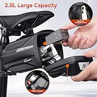 Vista 2 de YBLNTEK Bolsa de sillín de bicicleta con luz trasera para bicicleta, bolsa de asiento de bicicleta impermeable de 2.0L, bolsa de bicicleta rígida