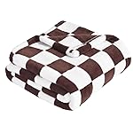 Yurhap Checkered Baby Blanket Fleece Baby Blankets Neutral for Boys Girls, Super Soft Warm Lightweight Infant Toddler Newborn Receiving Gifts for Crib Stroller, 30x40 Inch, Brown