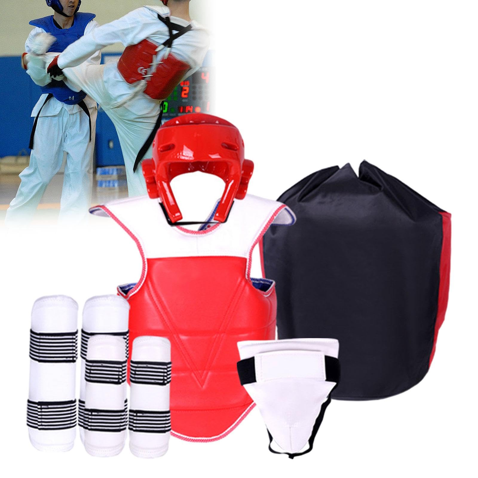 Amagogo 5-teilige Taekwondo-Schutzausrüstung, Box-Tiefschutz, gepolsterte Karate-Sparring-Ausrüstung für -Grappling