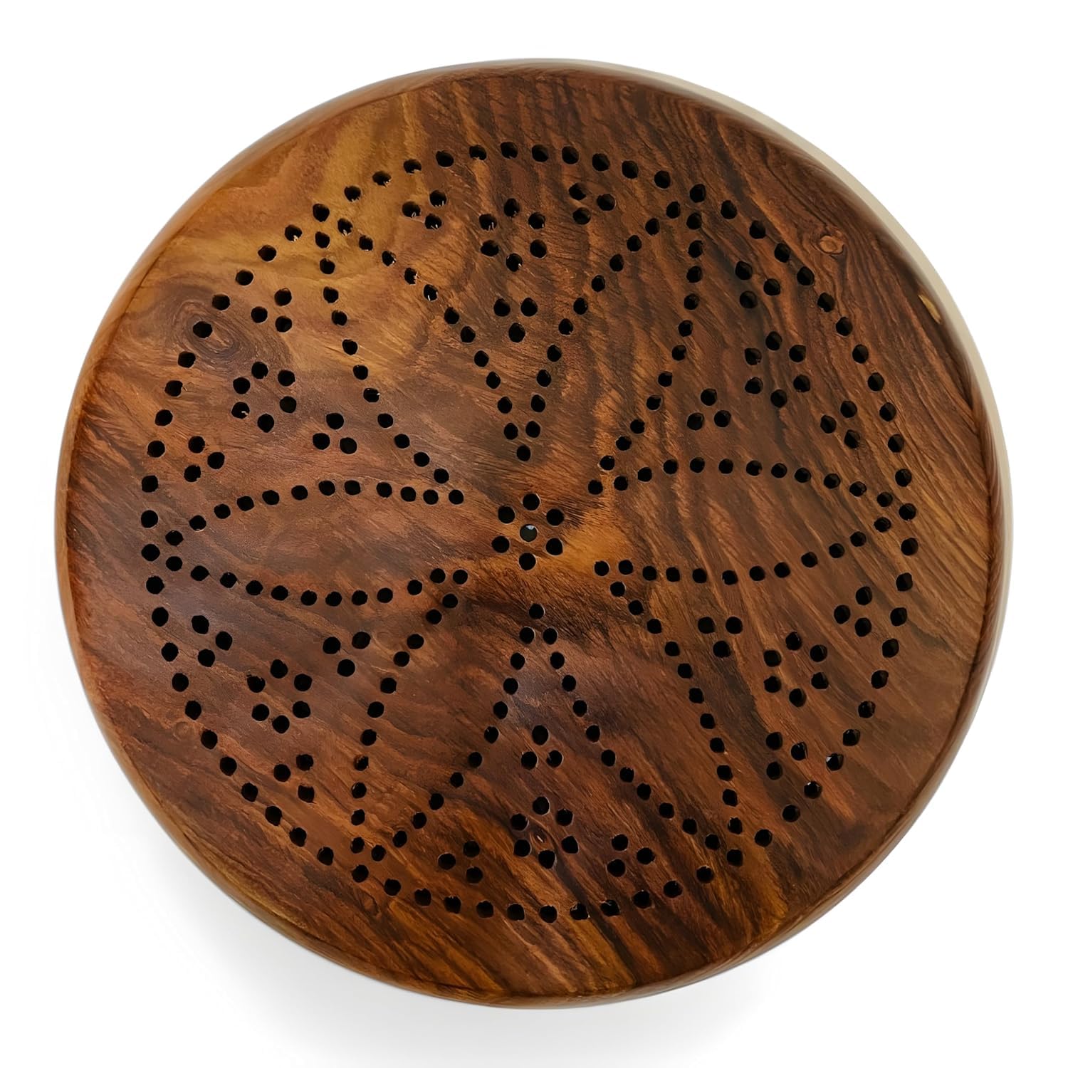 Handcrafted Sheesham Wood Roti Plate Wooden Chapati, Pizza & Fruit Serving Plate Intricate Perforated Floral Design Smooth Finish Durable Traditional Kitchen & Dining Serving Plate (10 inch)-image-26