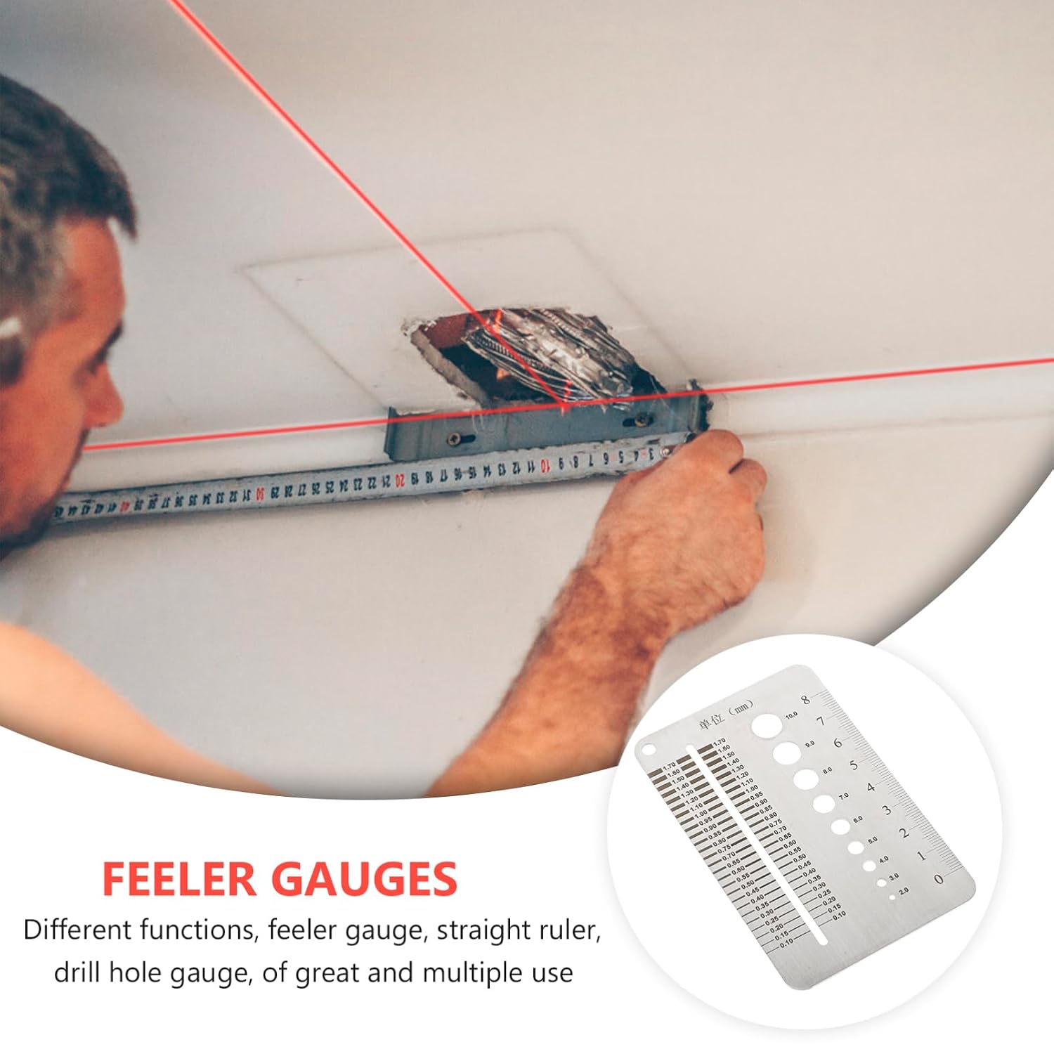 TIDTALEO Feeler Gauge and Straight Ruler Tool for Measuring Gap Multi Functional Precision Measuring Tool for Carpenters and DIY Enthusiasts Lightweight and Design
