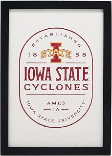 Iowa State University Cyclones Badge Framed Wood Wall Decor - Vintage ISU Cyclones Wall Art for Man Cave, Office or Dorm Room