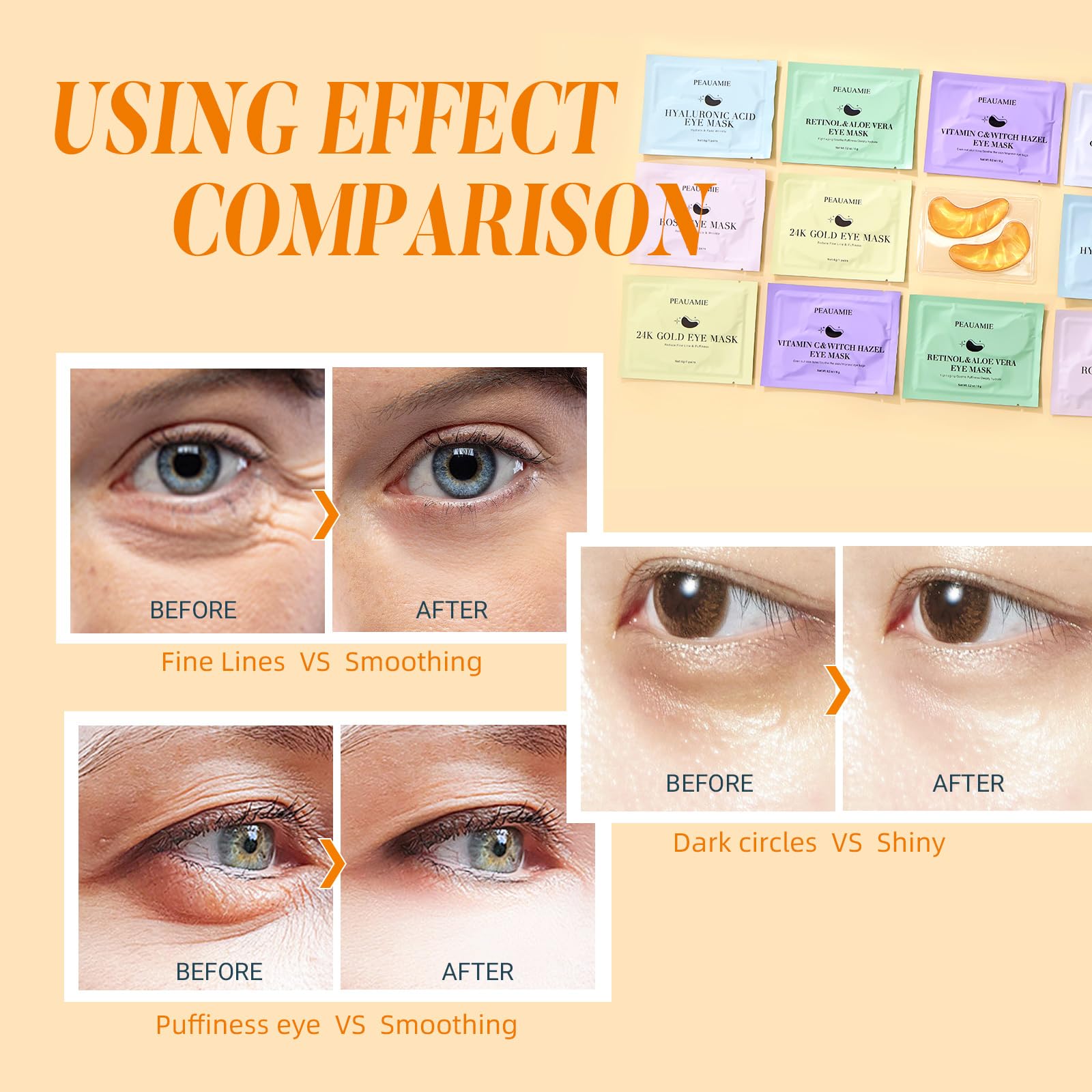 PEAUAMIE Augen-Patches mit Kollagen und Hyaluronsäure, Augenmaske gegen Falten, Augenringe, Gesichtsmaske, Hautpflegeprodukte, 24 Paar