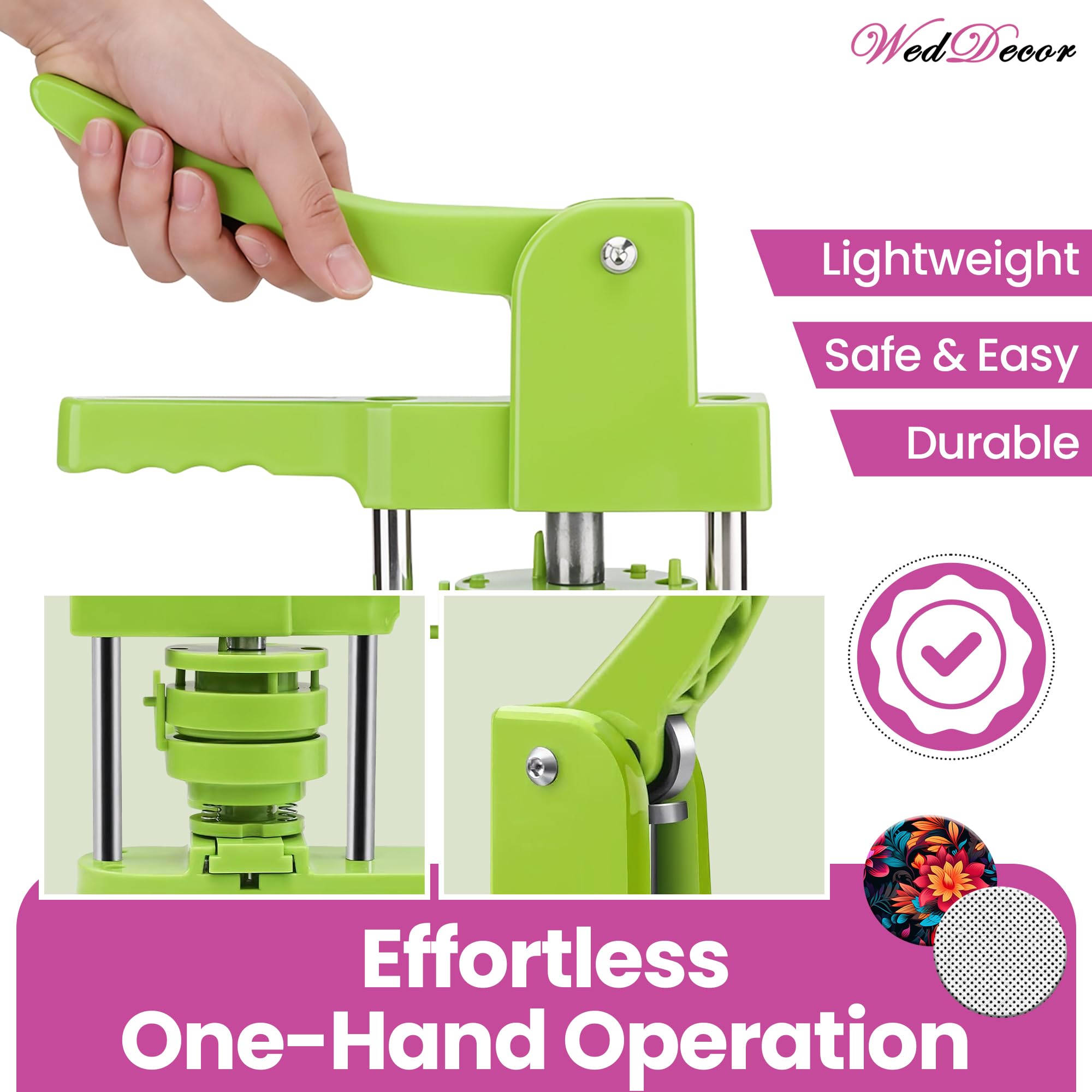 WedDecor Machine à badges de 58 mm, kit de presse à épingles, outil de fabrication de badges multi-tailles avec pièces de bouton de 58 mm, coupe-cercle pour mariages, collectes de fonds, marque et