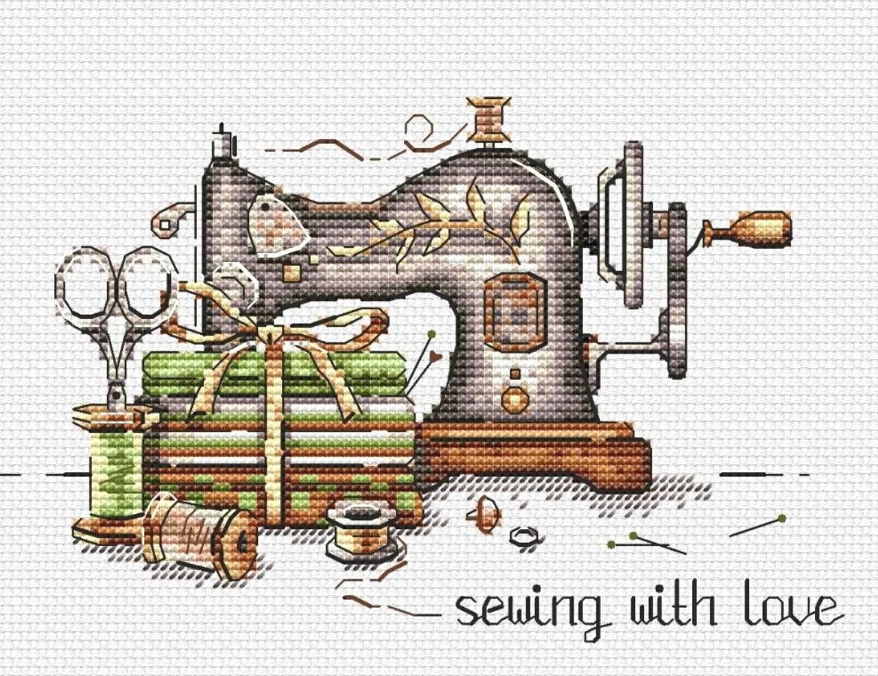 Schema Punto Croce Macchina Da Cucire Vintage