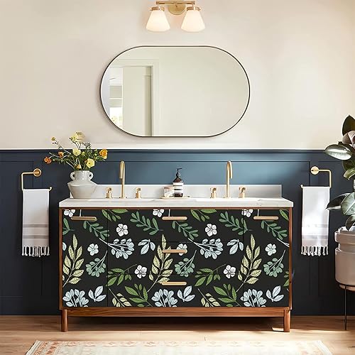 Miniatura 6 de Naphite Papel tapiz vintage para despegar y pegar, papel tapiz de hojas, papel de contacto floral bohemio para gabinetes, papel tapiz autoadhesivo