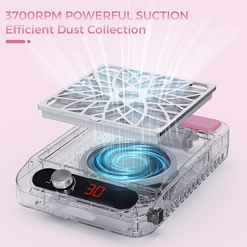 Miniatura 5 de Colector de polvo de uñas para técnicas de uñas, colector de polvo compacto y silencioso con filtro reutilizable, potente máquina de succión de