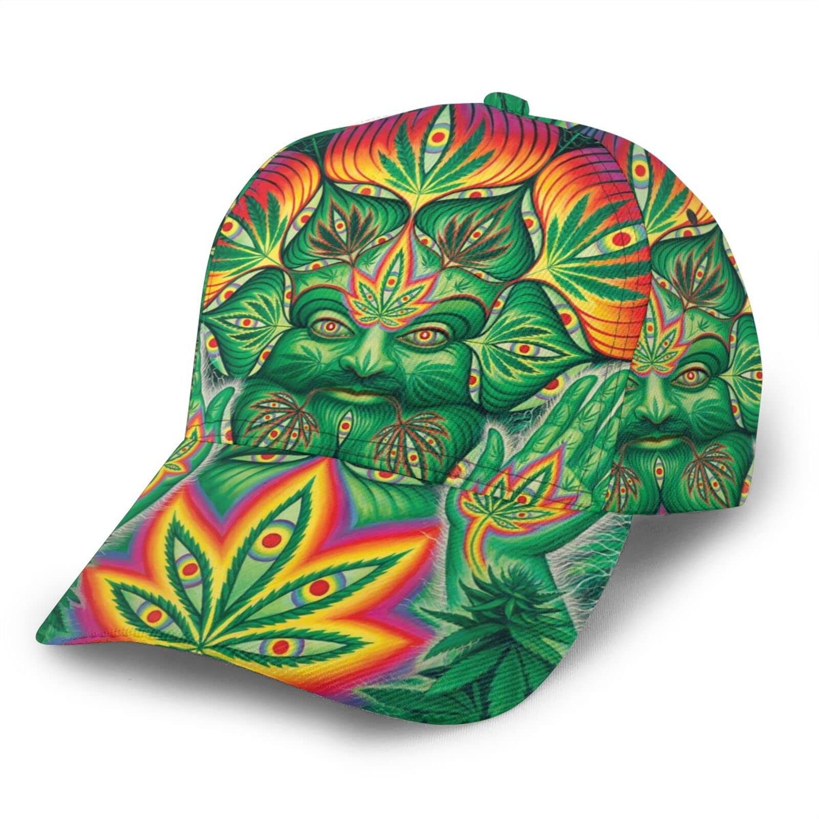 Amkong Unisex Psychedelic Marijuana Leaf Weed Cannabis Low Profile Baseball Cap Trucker Hat Sun Hat Cap Adjustable Cap For Outdoor Sport Hunt Cap Gift For Men Women
