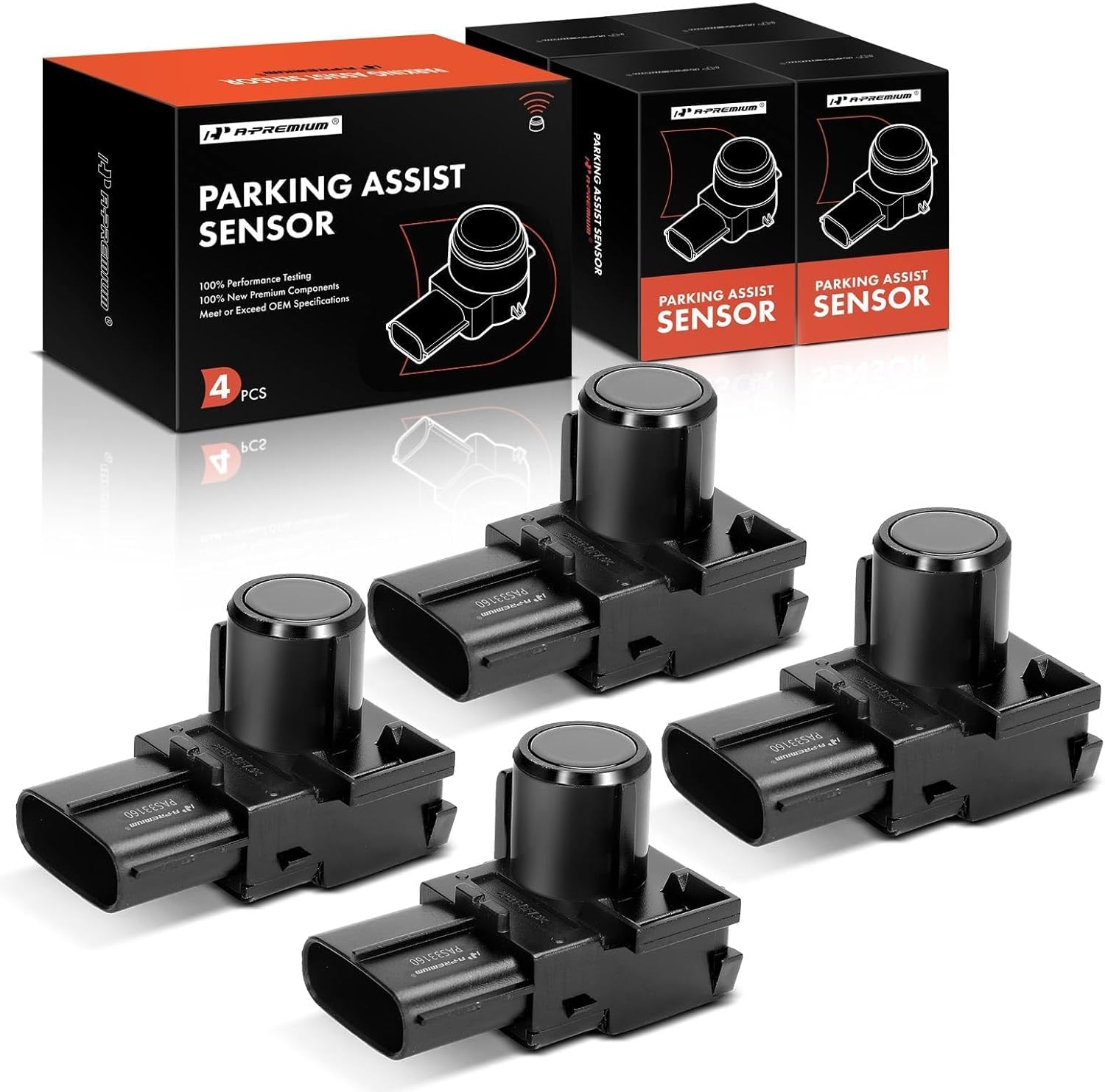 A-Premium 4-PC Reverse Backup Parking Assist Sensor Compatible with Toyota & Lexus Models - Sequoia 2008-2014, Land Cruiser 2008-2011, LX570 2008-2011, Replace# 89341-33160, 89341-33160-C0