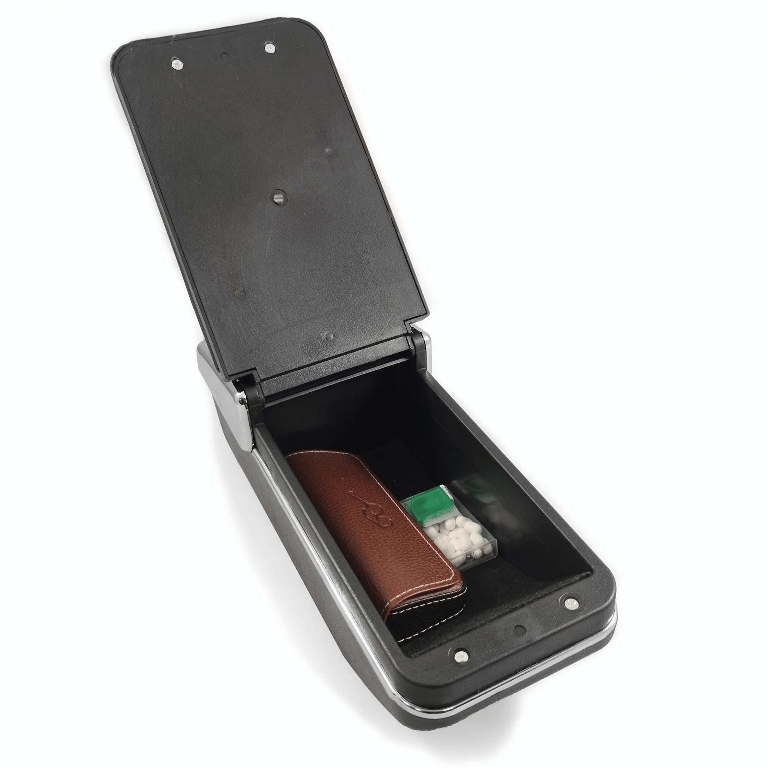 Armlehne Auto Mittelarmlehne Mittelkonsole Organizer Konsole Armlehnenbox Kompatibel mit Mazda Schwarz Leder Staufach Ablagefach 3D Drehbar Schiebeverdeck