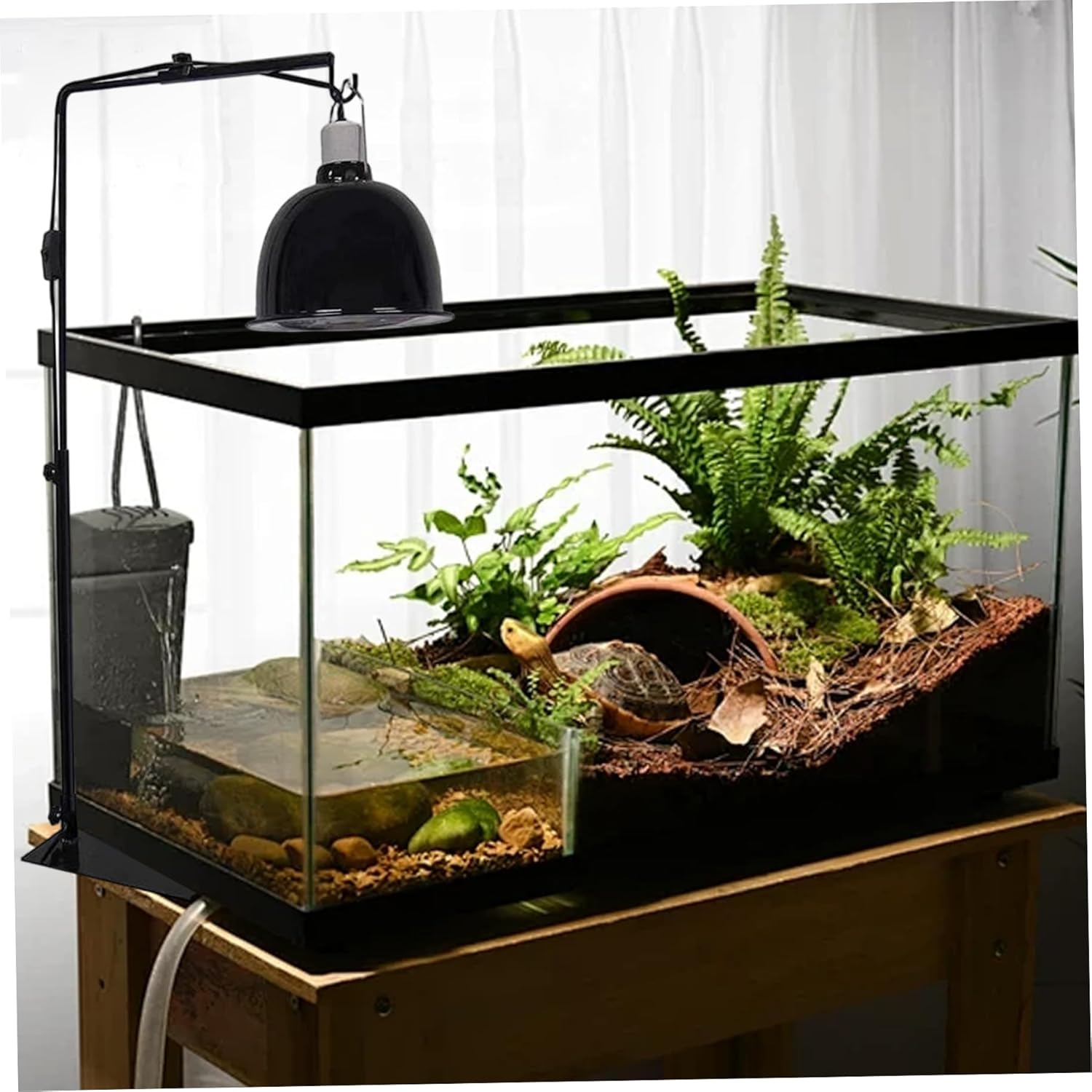 Reptile Lamp Stand Detachable & Extendable Metal Aquarium Light Riser with Hook and Stand Width Height Adjustable for Amphibian Terrarium Aquarium Tank|Terrarium Heat Lamps Mats