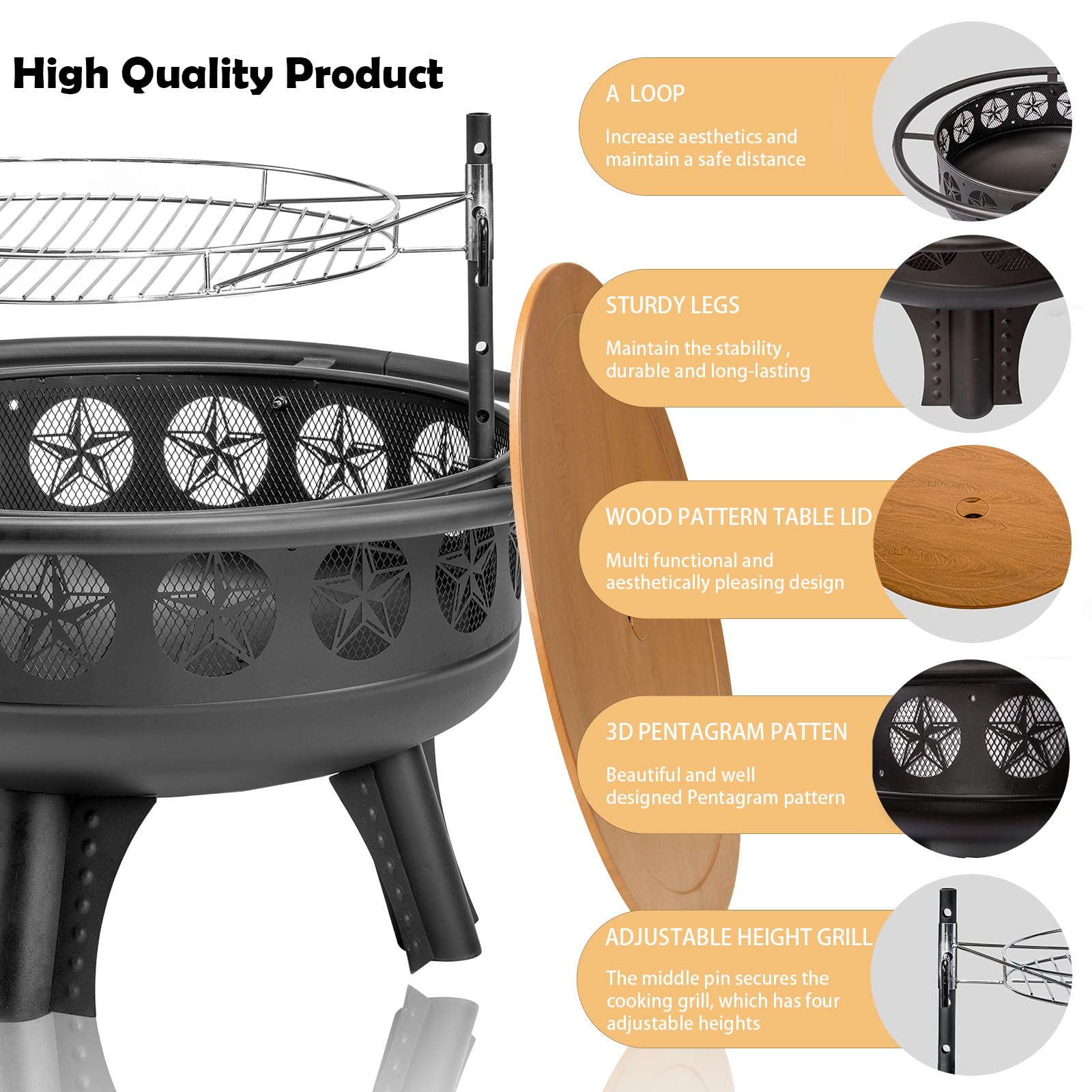 Snapklik.com : Verdeluxe 3-in-1 Fire Pit