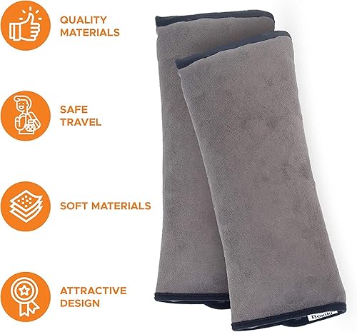 Miniatura 2 de Boxiki Travel Juego de 2 fundas para cinturón de seguridad para adultos, niños, cojín para cinturón de seguridad, almohada, almohadilla para una