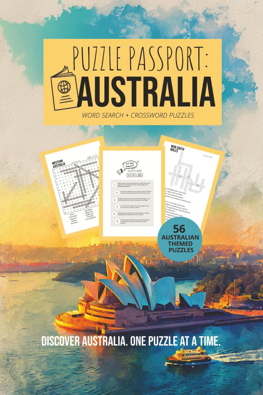 Puzzle Passport Australia: A Travel‑Themed Collection of Australian Word Searches and Crosswords, Discover Australian Landmarks, Culture, and Geography | 6x9 inches, 134 pages | 56 puzzles