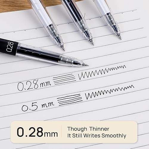 Miniatura 2 de Bolígrafos de Gel Retráctiles, Estilo Japonés, Punta Ultra Fina de 0.28mm, Tinta de Gel Negra de Secado Rápido, Escritura Precisa y Suave, Paquete