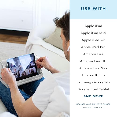 Miniatura 6 de LapGear Tablet Pillow Stand - 11" Slot for iPads, Galaxy Tabs, Kindles, E-Readers & Phones  Cushioned Holder with Storage Pocket & Handle  Gray -