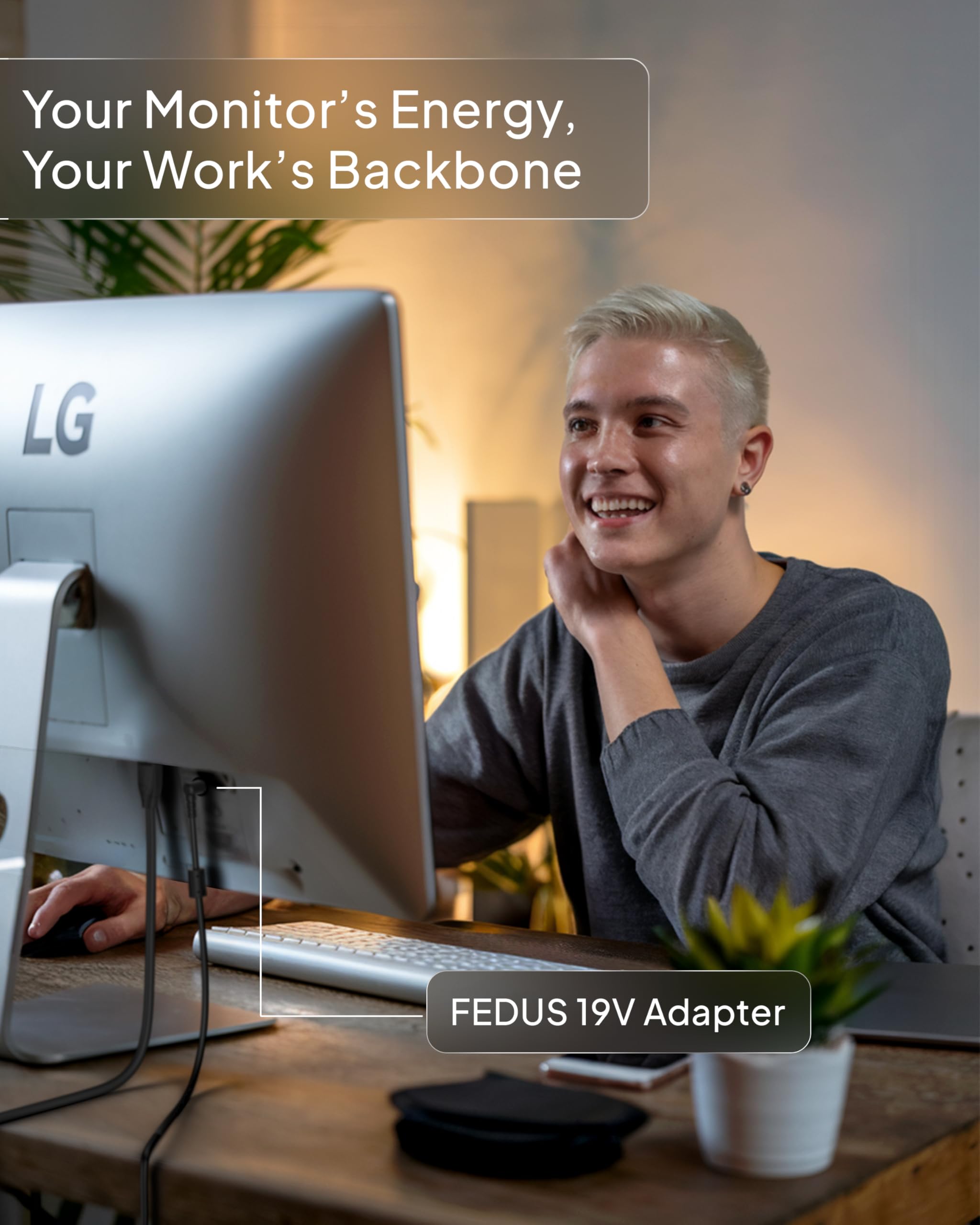 FEDUS BIS Certified 19V 1.7Amp Adapter for LG Monitor, Power Supply Cord of HDTV, LCD LED Monitors,TV Compatible for 19” 20” 21.5” 24” 27” 29” 32Inch TV Monitor, Input: 220V-50Hz 50mA Output 19V/1.7A — Amazon image 8