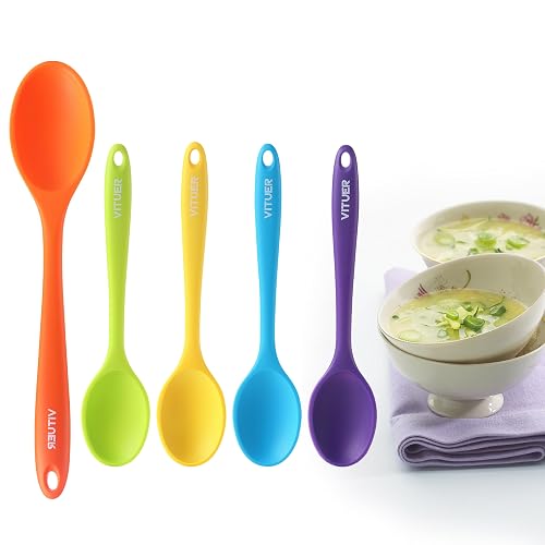 VITUER 5PCS Silicone Serving Spoons Set