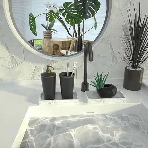 Miniatura 6 de Juego de 2 bandejas rectangulares de silicona para tocador de baño, bandeja de baño flexible inastillable, bandeja dispensadora de jabón de silicona