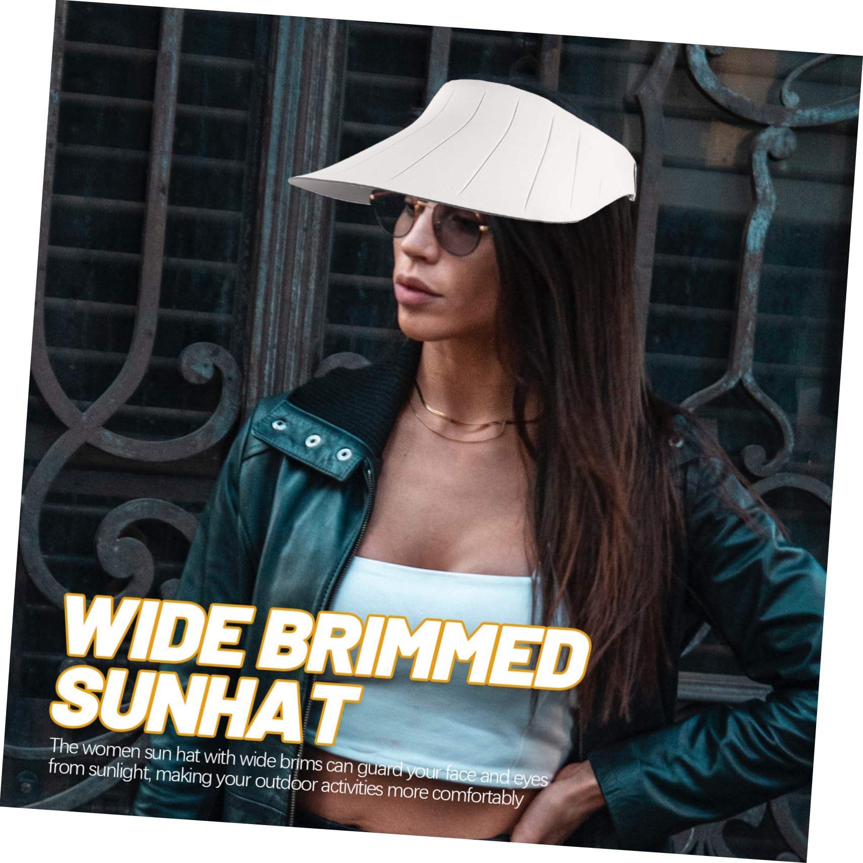 Visera Solar de ala Ancha en Color Marfil Xmz265 para Mujer