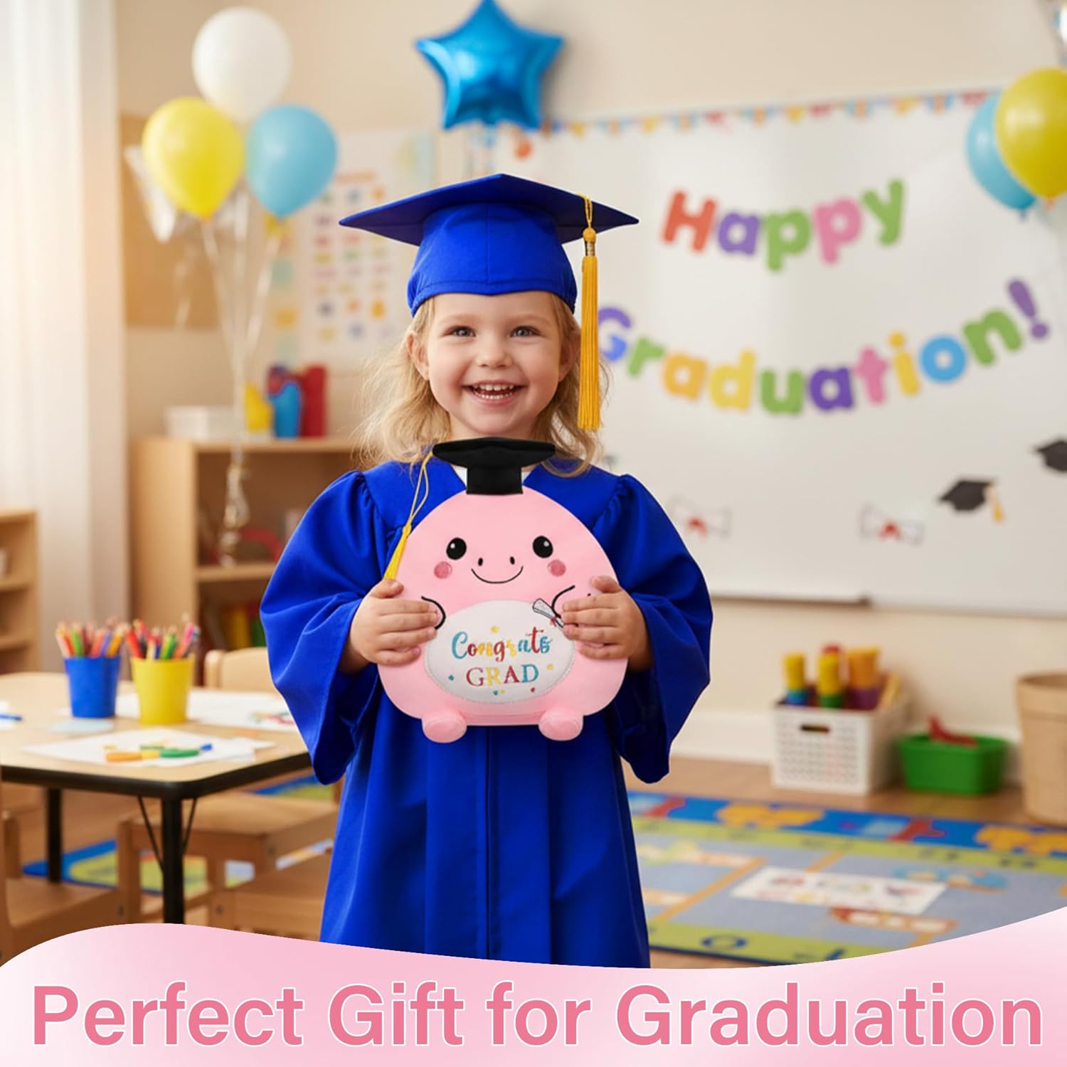 Graduation Dinosaur Plush with Cap - Pink Dinosaur Stuffed Animal Graduation Gift for Kindergarten Preschool Graduation 2026 Soft Personalized Congrats Grad Toy for Girls Toddlers Kids Her 10 Inch