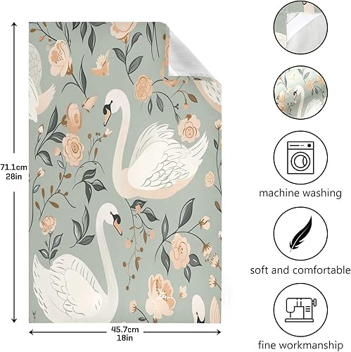 Miniatura 3 de GAIREG Swans and Retro Floral Set of Kitchen Towels, 28x18 Inch Bulk Spring Dish Towels