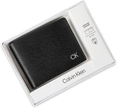 Calvin Klein Mens RFID Blocking Leather Bifold Wallet Black Slimfold One Size