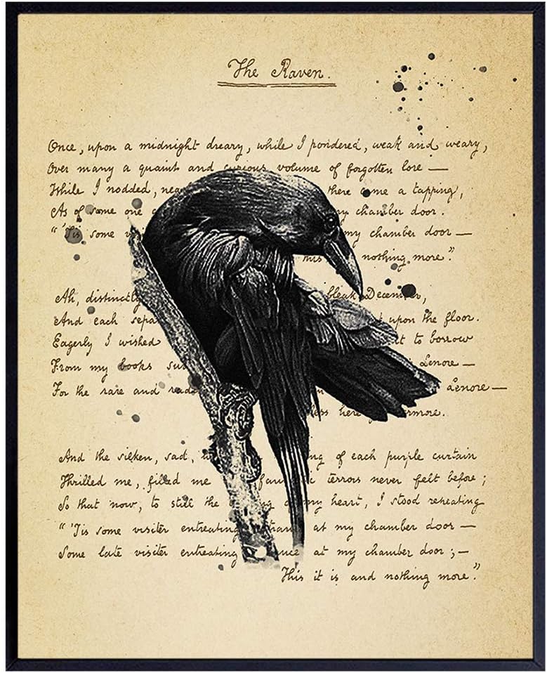 Amazon.com: Edgar Allan Poe Raven Vintage Wall Art Decor - Goth Dark ...