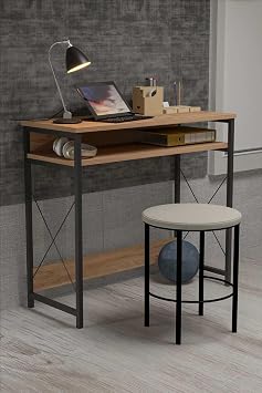 Reyo Modern Desk, 90x37 cm Top Table Metal Profile