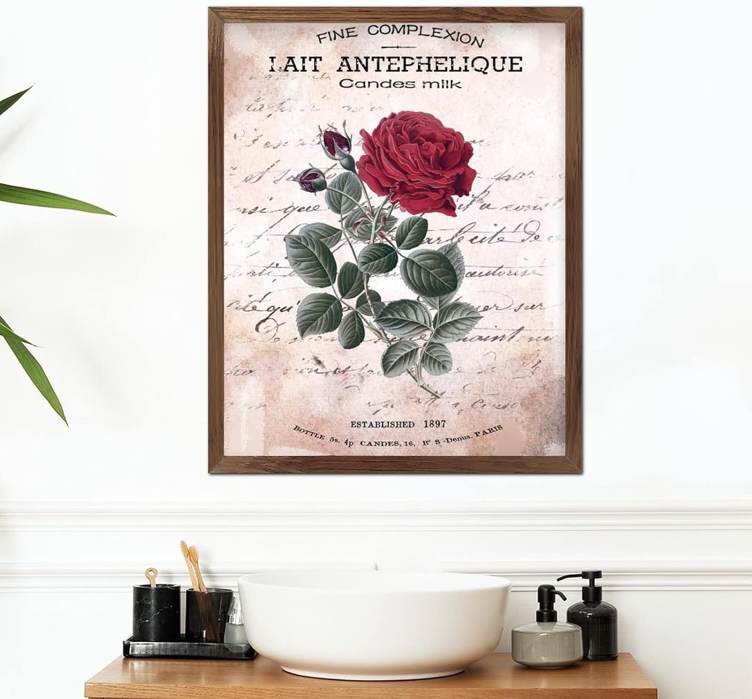 Fine Complexion Candes Framed Wooden Sign Vintage French Peony Flower Wooden Art Wall Rustic Blossom Floral Wood Decor Farmhouse Wall Hanging Plaque for Laundry Room Bathroom Bedroom Home 20x16inch