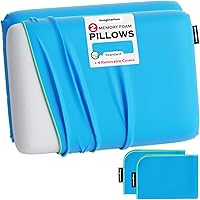 Imaginarium 2-Pack Memory Foam Cooling Pillows 16x24 Standard - All Sleepers, Hypoallergenic with 4 Extra Covers (Cosmic Blue)