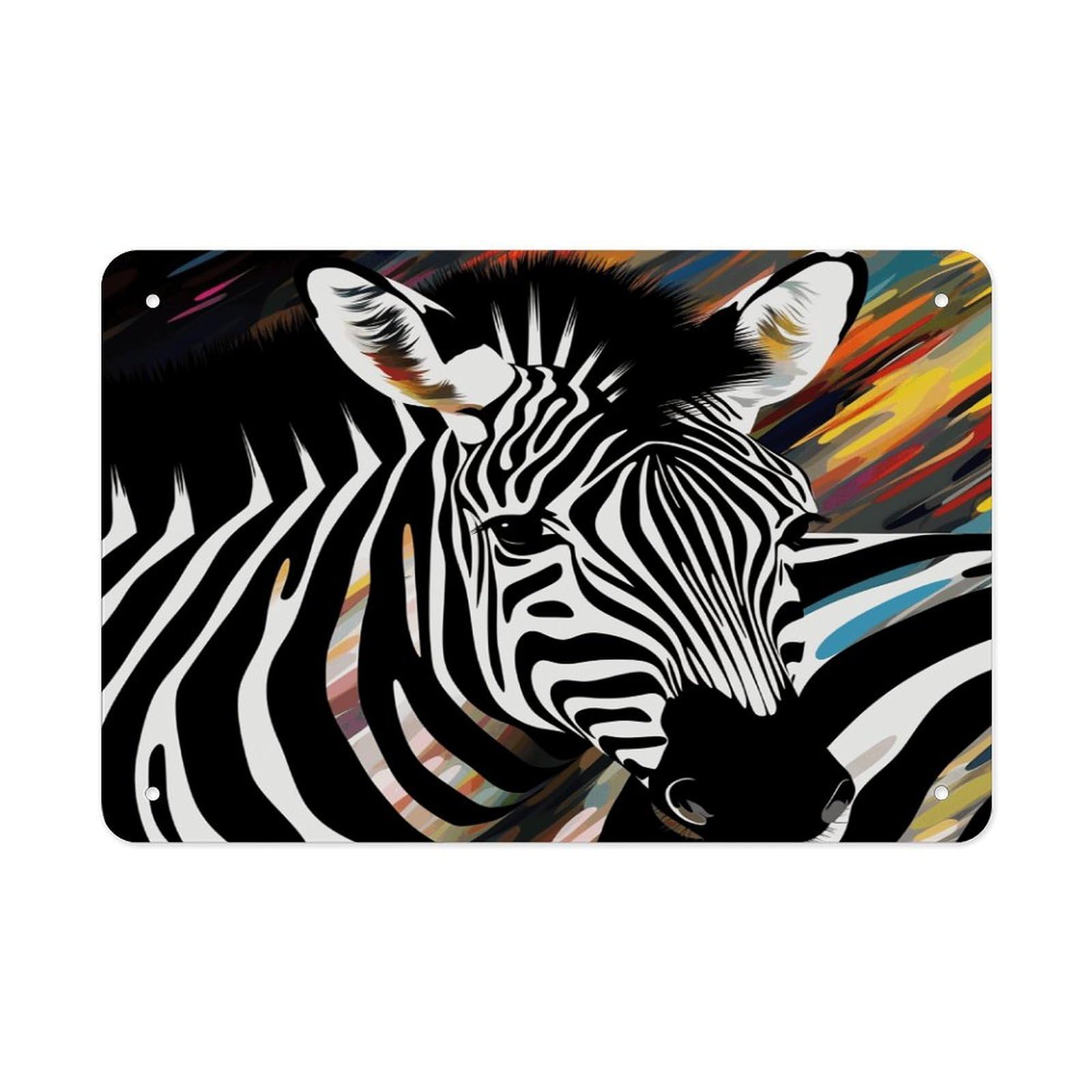 Fodpand Style Abstract Animal Zebra Wall Art Metal Tin Signs Bar Metal Tin Sign Wall Decor For Home Living Room Bedroom Toilet Hotel Halloween Decor Gifts 7.9X 11.8 Inch