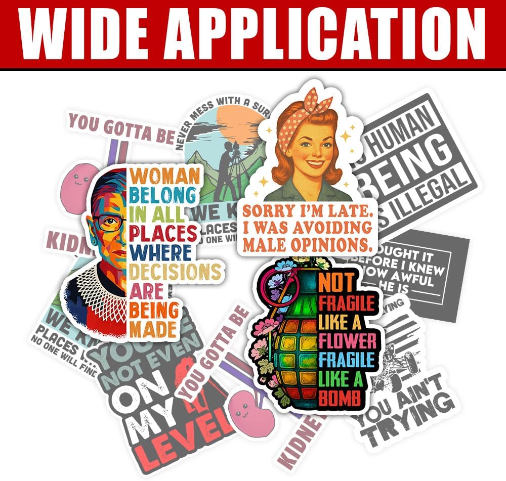 SUNHADO [9個 3インチ] 花のように壊れない 壊れない 爆弾のように壊れやすいステッカー、RBG 引用ステッカー、女性 歴