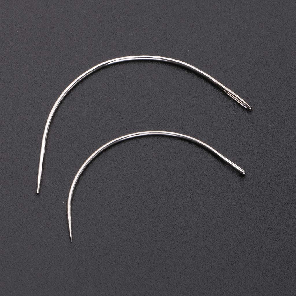 50 Pack Heavy Duty C Type Weaving Needle Upholstery Carpet Leather Canvas Repair Weaving Curved Needles Pins Hand Sewing Needles 2.5&3Inch in Box
