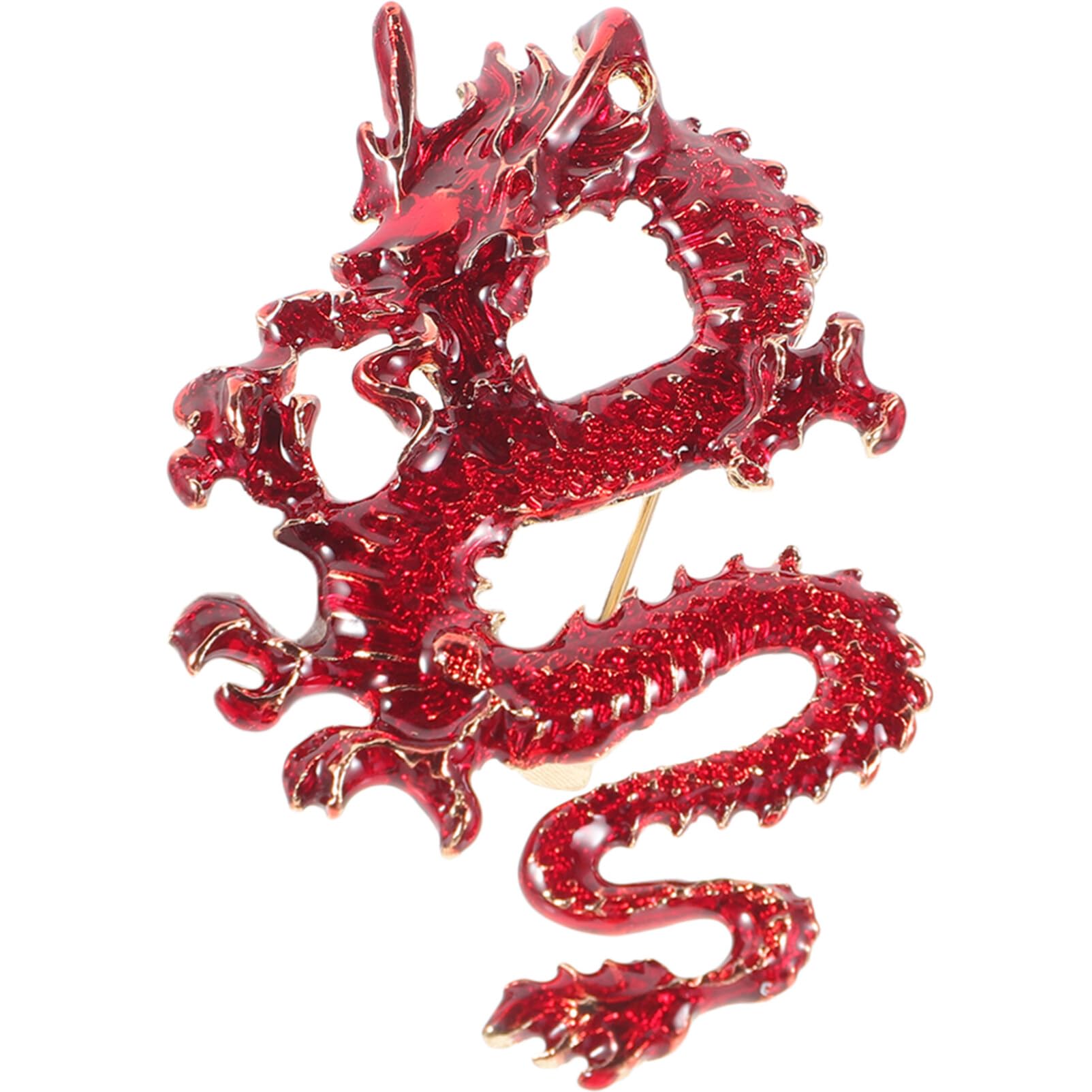 Women's Jewelry Emaille Vintage Zodiac Dragon Brosche Pin Frauen Männer Tierstifte Clip Revers für Schals Pullover Jacken Kleidung Kleidung 6.5x4.1 cm Flower Brooch