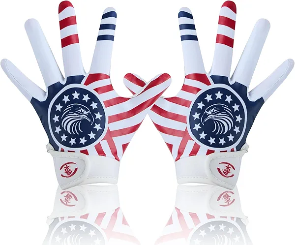 AMYESE Youth Football Gloves -Sticky Football Receiver Gloves with Tacky Silicone Palm for Kids Girls Boys Flag Football Practice Games,Stretch Fit Quick-Dry Excellent Grip Football Receiving Gloves