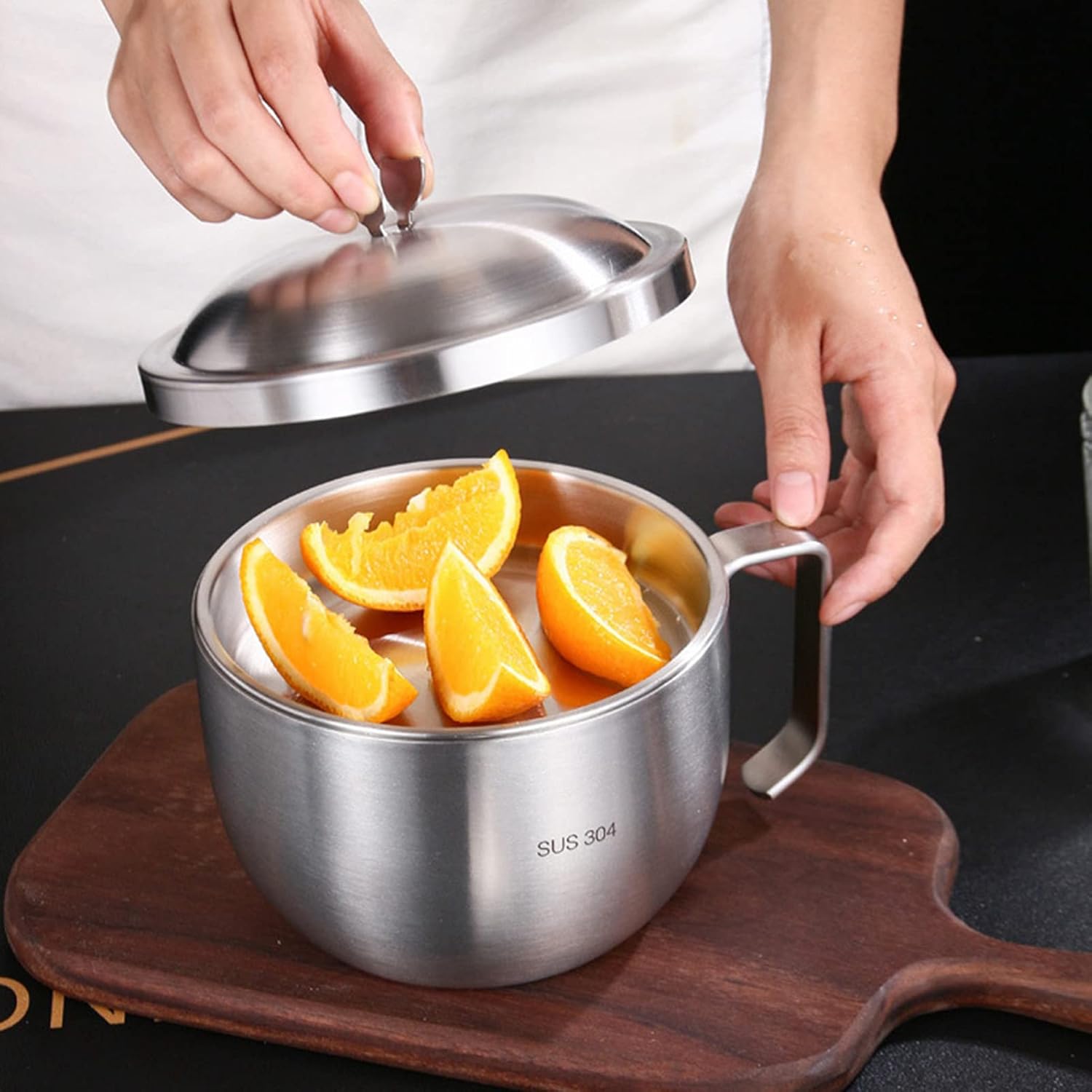 JUNENTER ステンレススチール ヌードルボウル 断熱 大容量 スープボウル 1000ml 家庭用・寮用