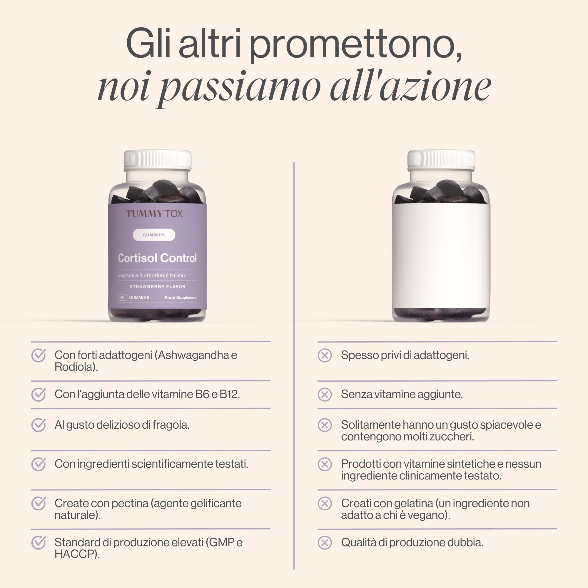TummyTox, Ashwagandha per Trovare Sollievo Dallo Stress, con GABA, Rodiola Rosea, Vitamina B6, Vitamina B12, Cortisol Control, 120 Caramelle Gommose