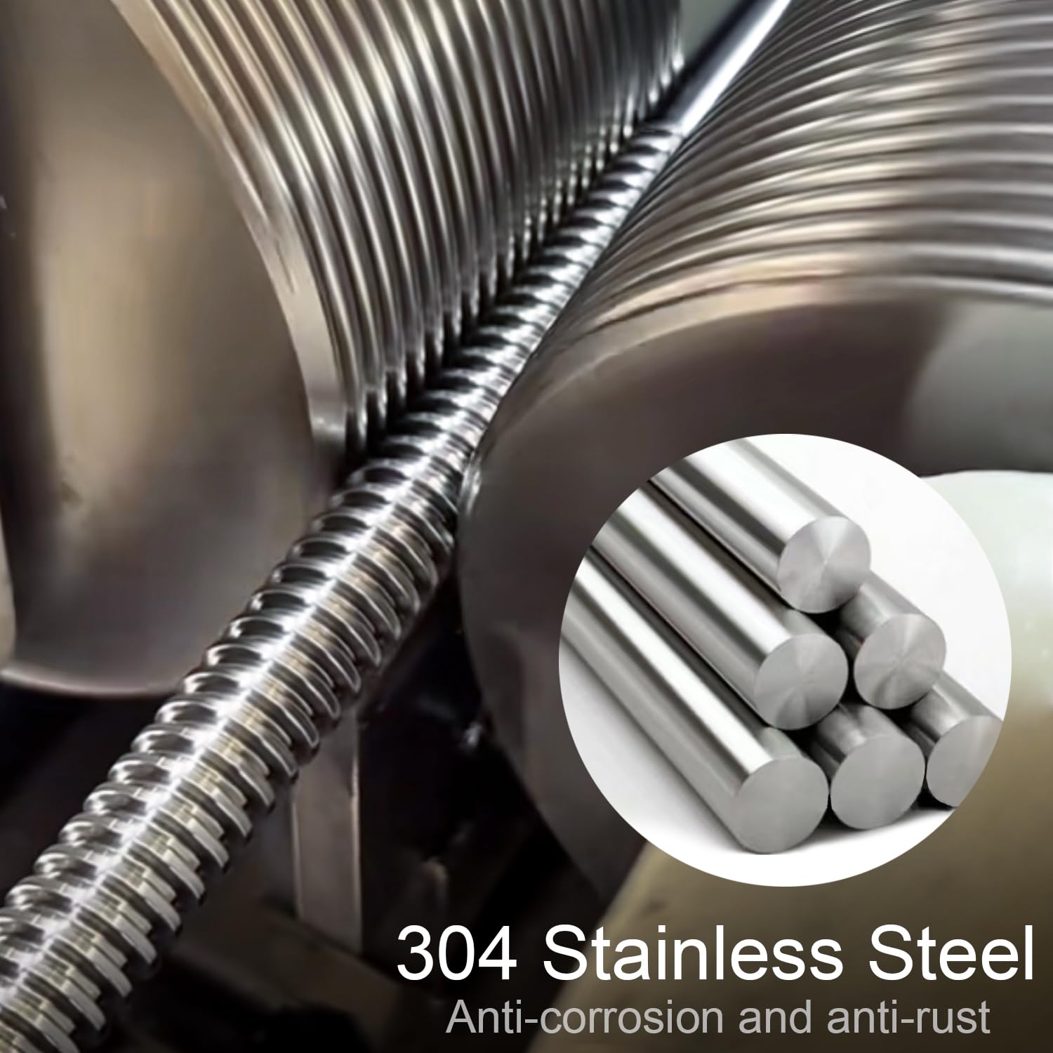Stainless Steel Threaded Rods - 2 Pack, 11.8" -5 Stainless Steel Threaded Rods - 2 Pack, 11.8" -5