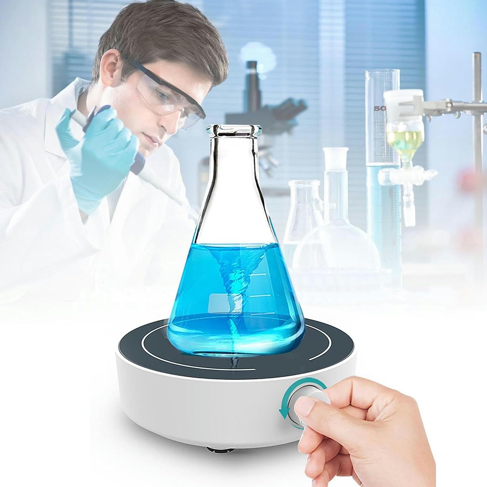 XENITE Agitador ElectromagnéTico De Laboratorio (1-2L) - Fuerza MagnéTica Fuerte + AgitacióN Estable, Mini Agitador MagnéTico - RegulacióN De Velocidad Continua, para Laboratorios Y Medicina,MS5