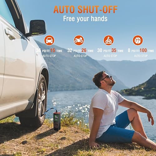Miniatura 7 de Inflador de neumáticos, compresor de aire portátil, bomba de aire inalámbrica de 160 PSI para neumáticos de automóvil, inflador de neumáticos