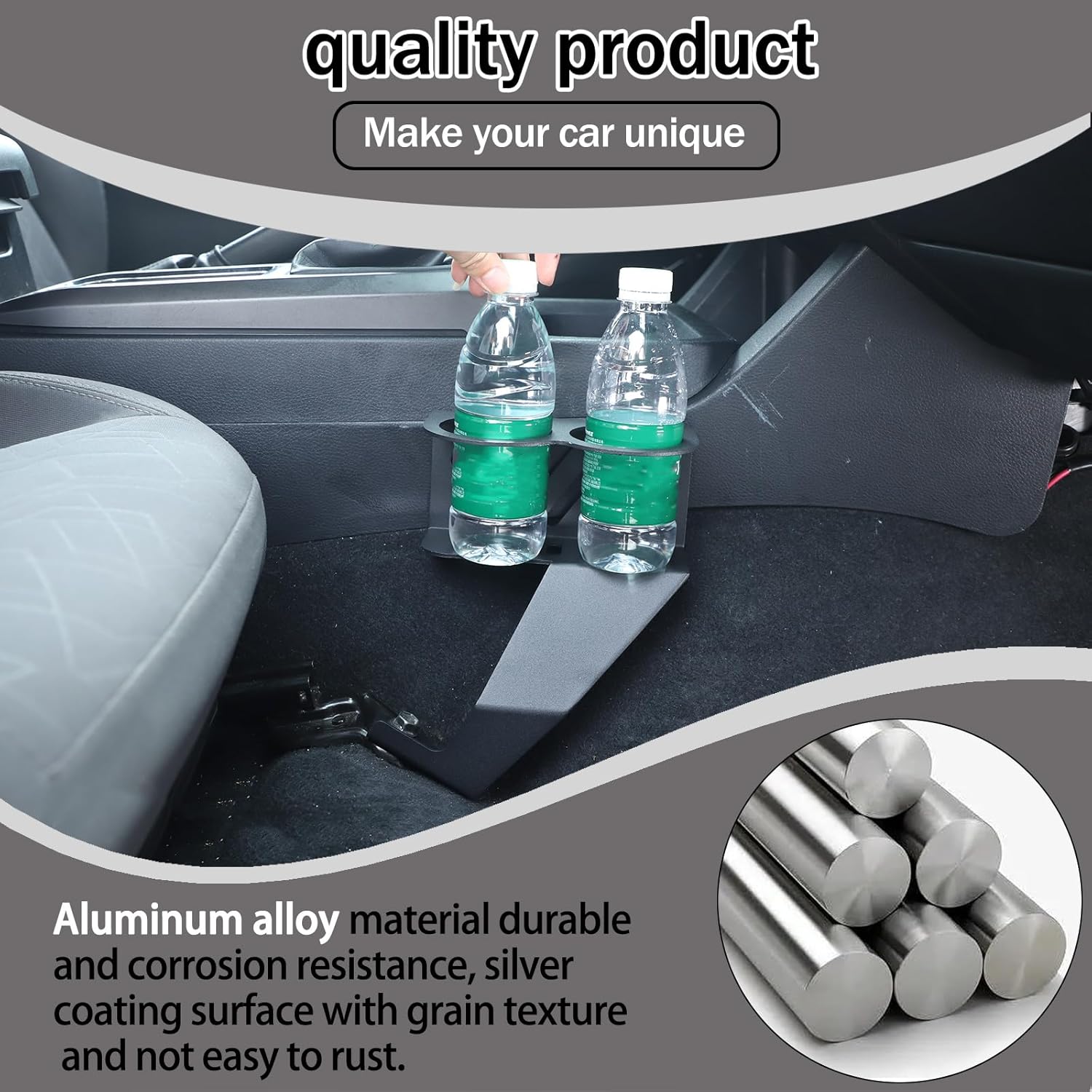 Lcojicep The Cup Holder Under The car Passenger seat is Compatible with Tacoma2016-2022, and The Side Drink Holder of The Aluminum Alloy Console can Place soda cans, Water Bottles, Coffee, etc.