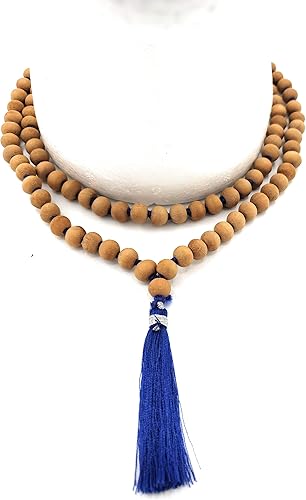 Miniatura 9 de Cuentas de sándalo Mala de 108 + 1 0.315 in, collar de Mala Japa Mala anudadas a mano, cuentas de oración tibetana, cuentas de meditación, collar de